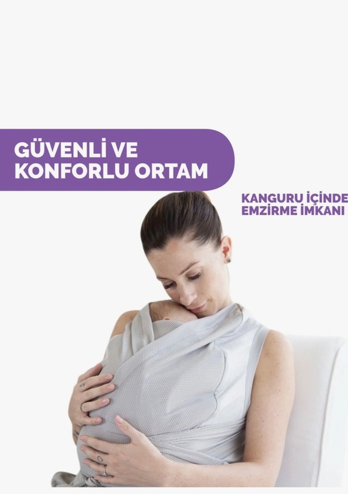 Gri Bebek Kanguru Sling - Görsel 3