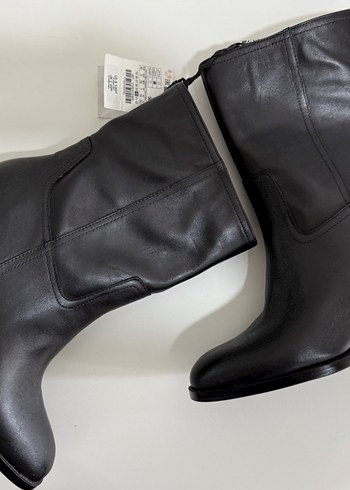 Siyah Deri Kadın Topuklu Bot - Görsel 8