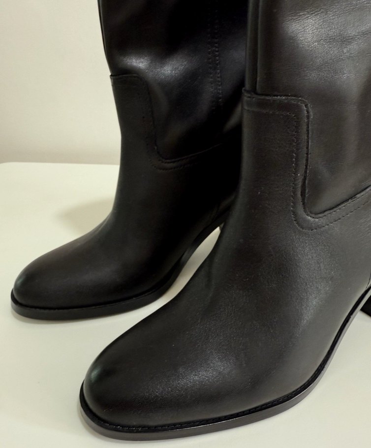 Siyah Deri Kadın Topuklu Bot - Görsel 4