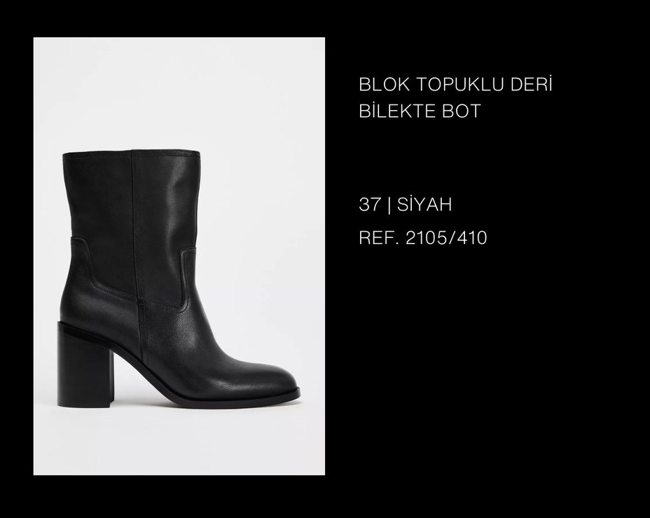 Siyah Deri Kadın Topuklu Bot - Görsel 2