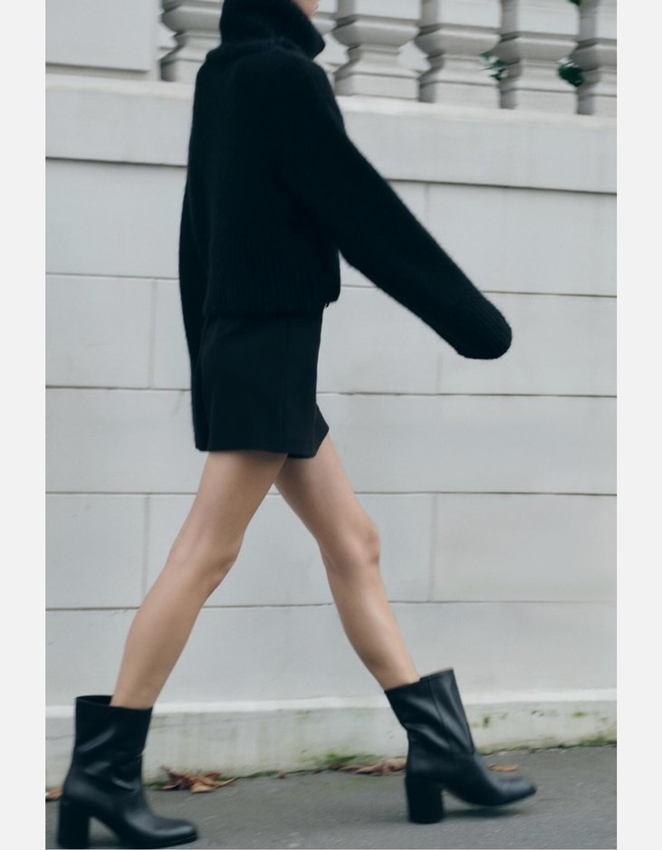 Siyah Deri Kadın Topuklu Bot - Görsel 3