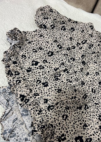 Gri Leopar Desenli elbise - Görsel 2