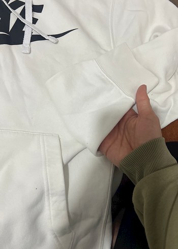 Nike Beyaz Nike Baskılı Kapüşonlu Sweatshirt