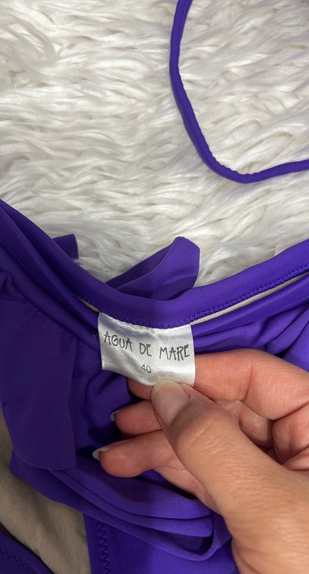 Mor Fırfırlı İnce Askılı Bikini - Görsel 4