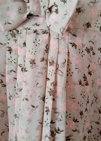 Bershka Lolita Bej Çiçekli Midi Bohem Elbise