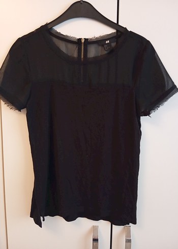 H&M Dantel Detaylı Siyah Kadın Bluz