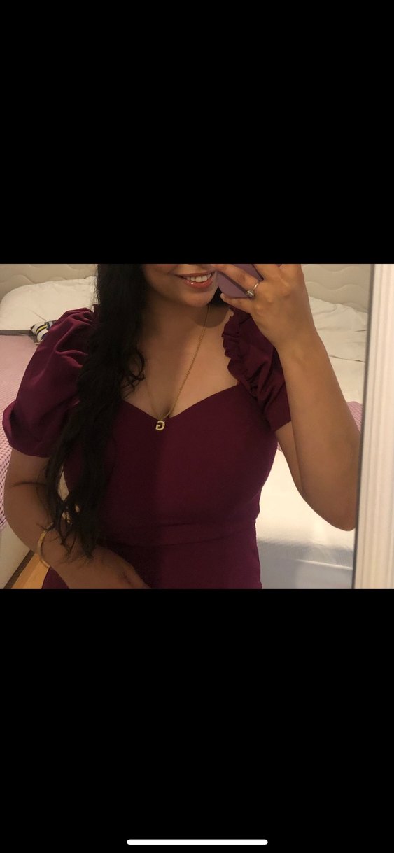 Mor Midi V Yakalı Kadın Elbise - Görsel 2