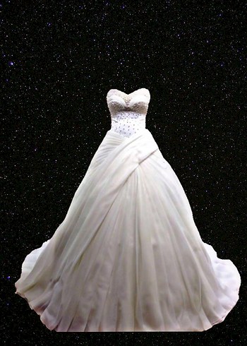 Beyaz Straplez Prenses Gelinlik - Görsel 2