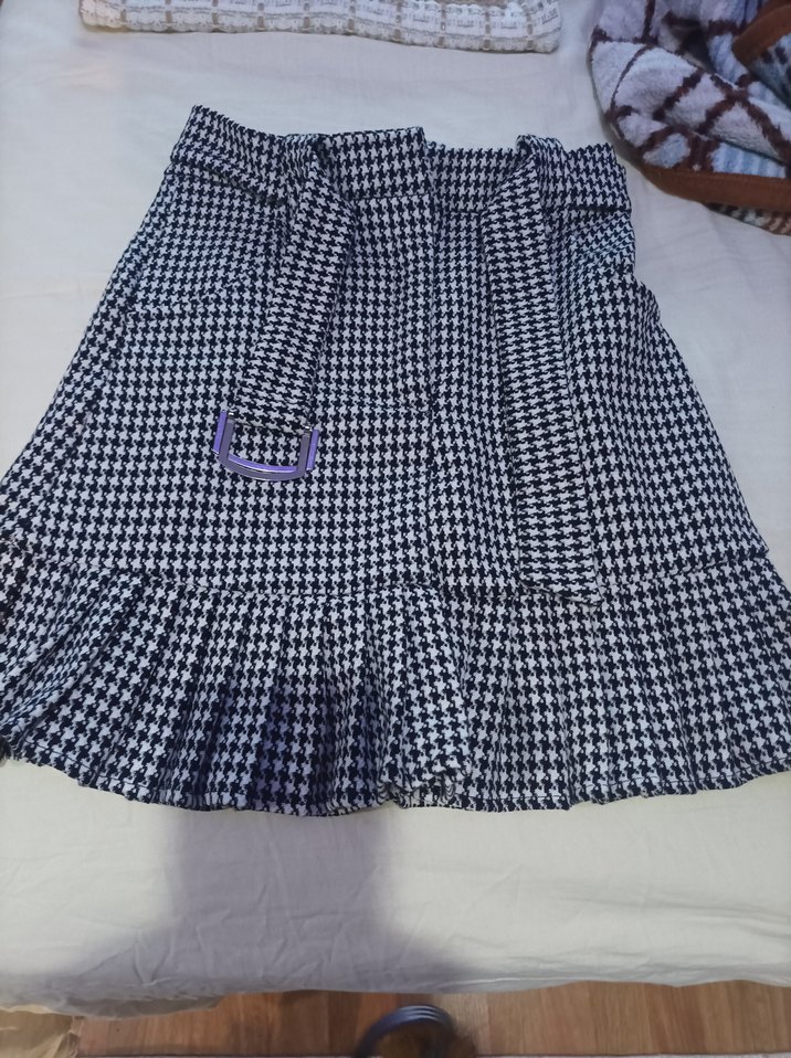 Lila Pilili Kadın Midi Etek - Görsel 2