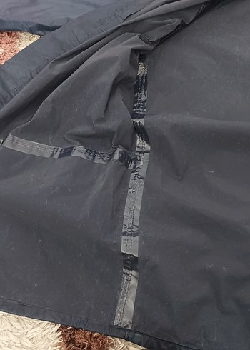 Motorcu montu Erkek Mavi Midi Mont Kapüşonlu Fermuarlı - Görsel 3