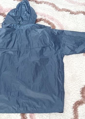 Motorcu montu Erkek Mavi Midi Mont Kapüşonlu Fermuarlı - Görsel 5