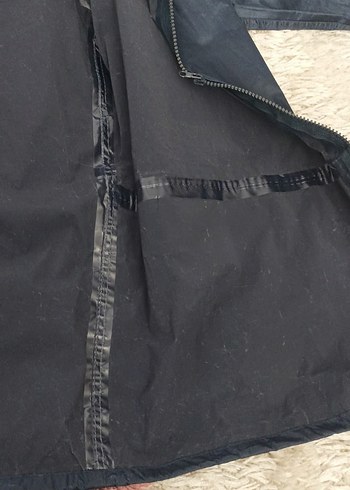 Motorcu montu Erkek Mavi Midi Mont Kapüşonlu Fermuarlı - Görsel 7