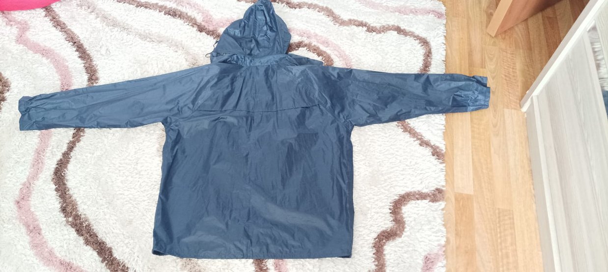 Motorcu montu Erkek Mavi Midi Mont Kapüşonlu Fermuarlı - Görsel 5