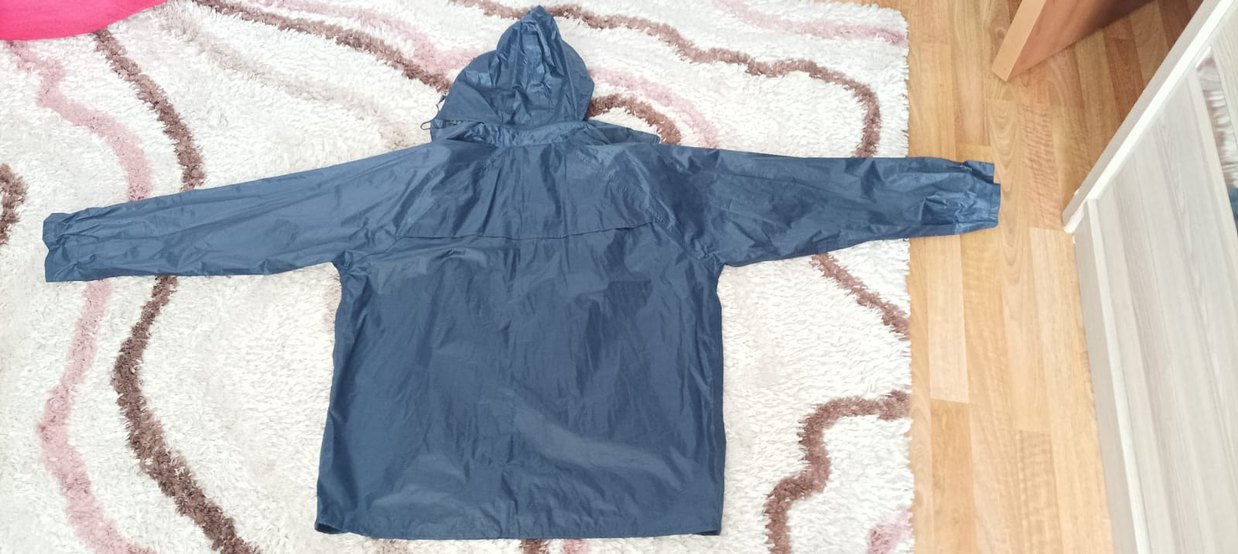 Motorcu montu Erkek Mavi Midi Mont Kapüşonlu Fermuarlı - Görsel 4