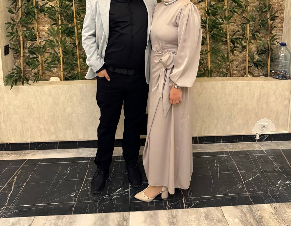 Bej Drapeli Uzun Kadın Elbise - Görsel 2