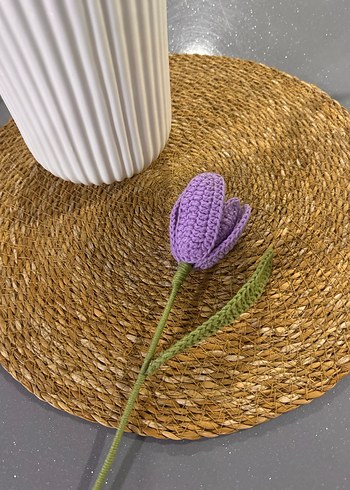 El Yapımı Mor Örgü Lale Çiçeği - Görsel 2