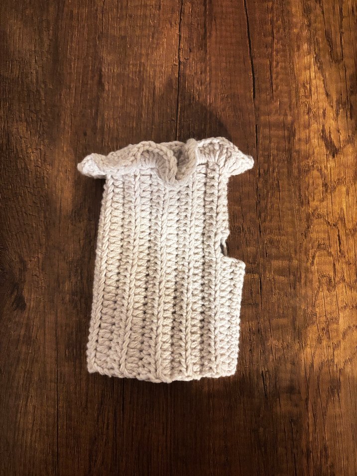 Örgü Beyaz Parmaksız Kadın Eldiveni - Görsel 2