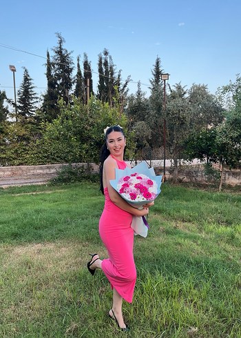 Pembe Straplez Dantel İşlemeli Uzun Elbise - Görsel 2