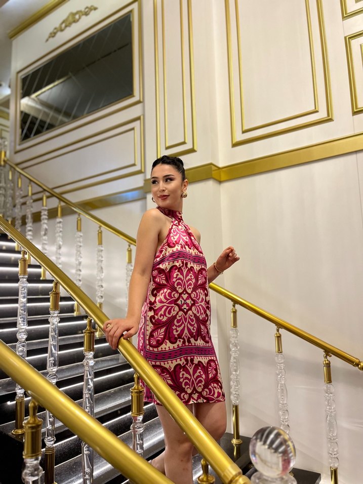 Pembe Drapeli Straplez Mini Elbise - Görsel 2