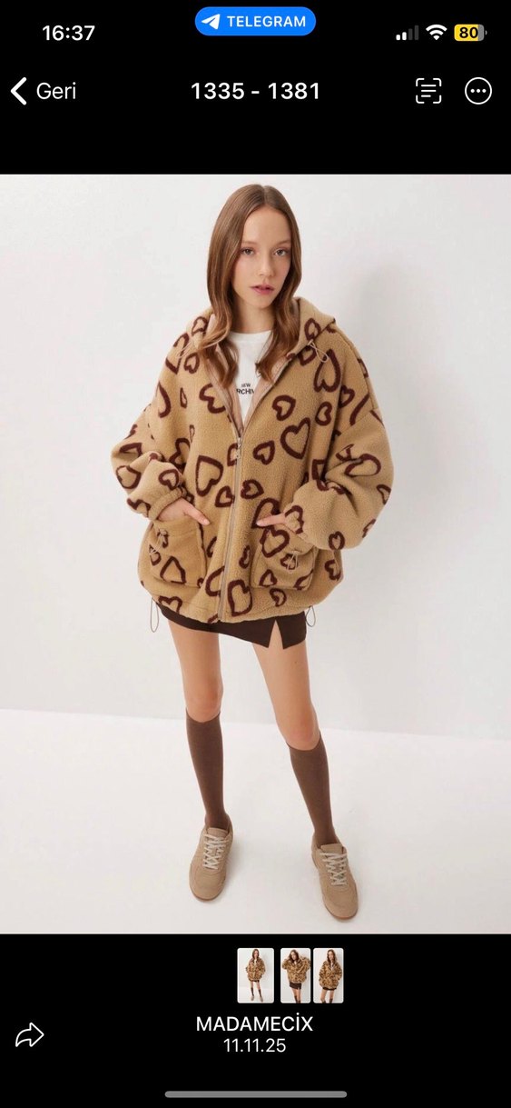 peluş mont standart beden - Görsel 2