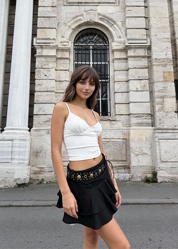 Kemerli astarlı şort etek - Görsel 6