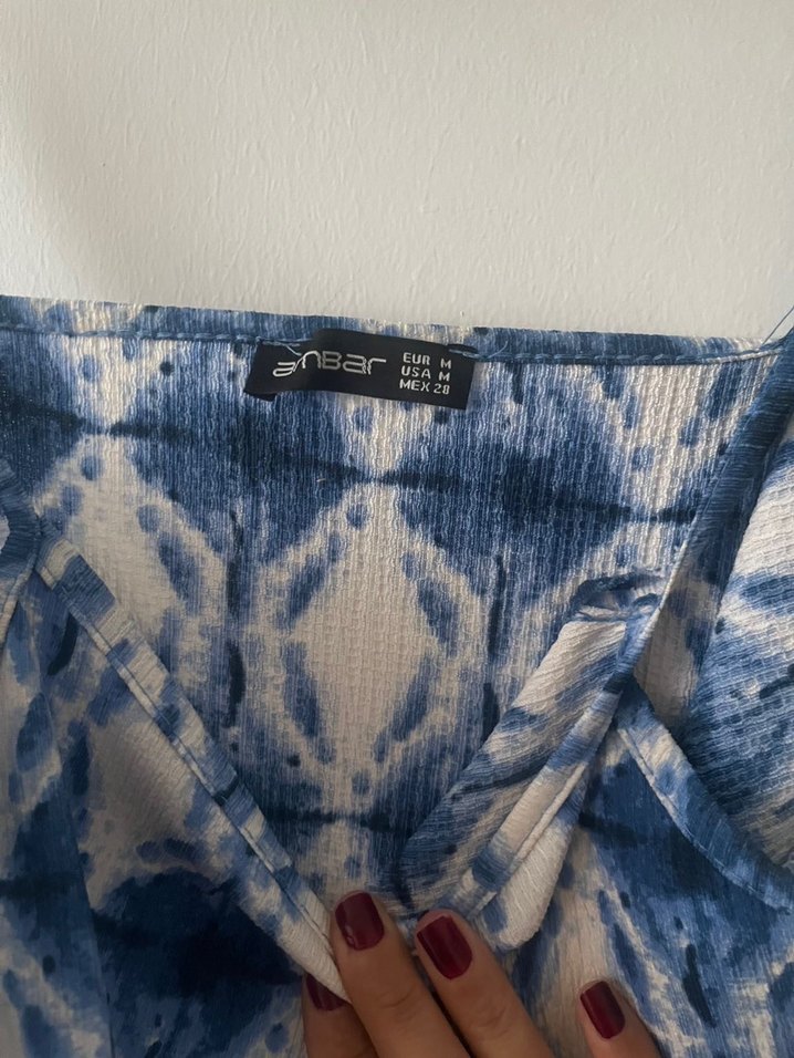 Mavi Bağlamalı Kısa Bohem Tulum - Görsel 3