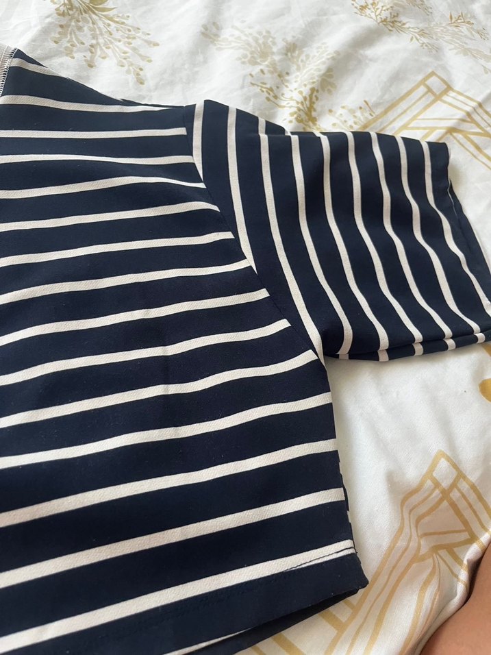 Beyaz Çizgili Hamile Bluzu - Görsel 2