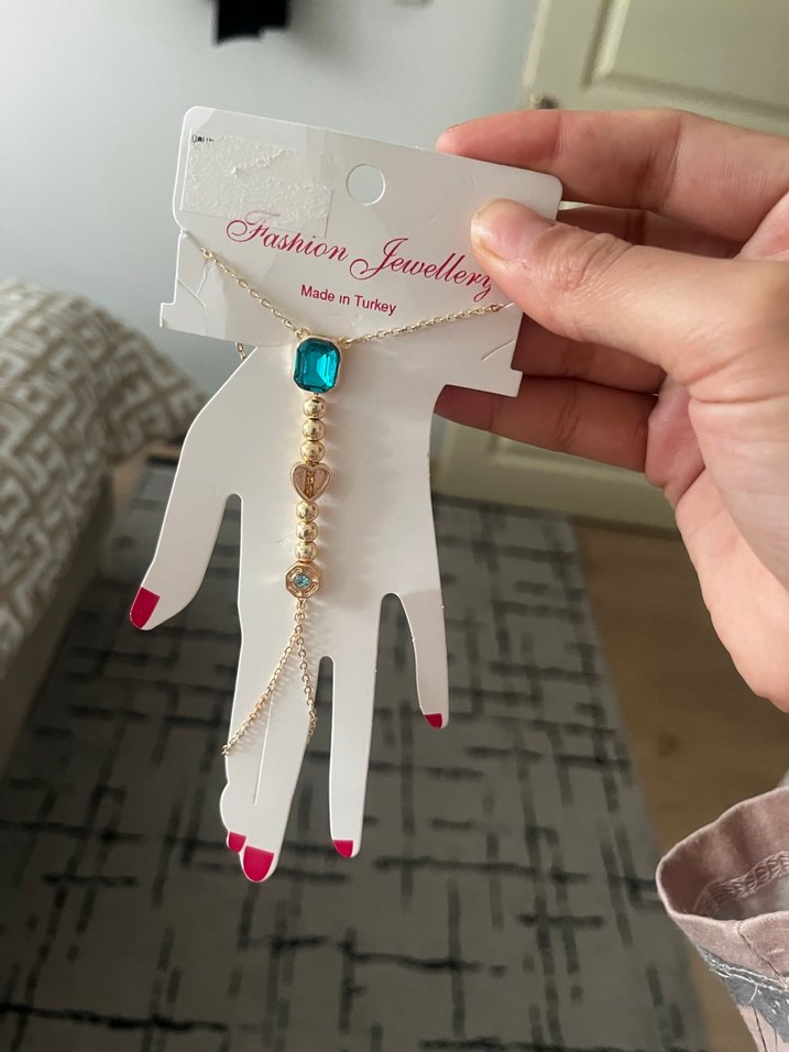 Renkli Boncuklu Turkuaz Kadın El Zinciri - Görsel 3