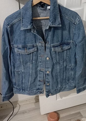 H&M Kadın Mavi Denim Ceket, Düğmeli, Salaş Kesim