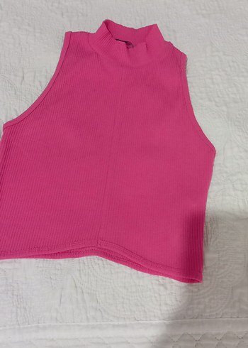 Kız Çocuk Pembe Yüksek Yakalı Kolsuz Atlet