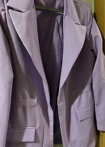 42 Beden Mor Düğmeli Kadın Midi Blazer Ceket