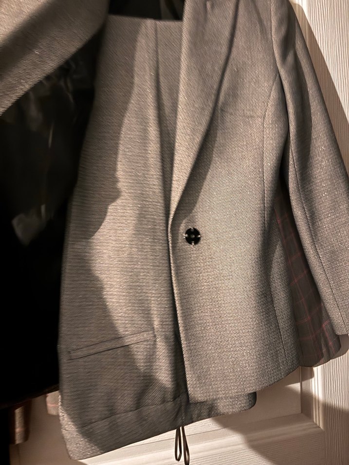 Gri parlak Kadın Düğmeli Ofis takım elbise - Görsel 4