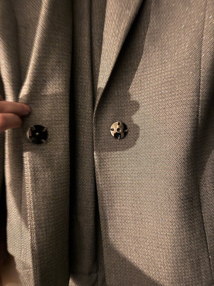 Gri parlak Kadın Düğmeli Ofis takım elbise - Görsel 3