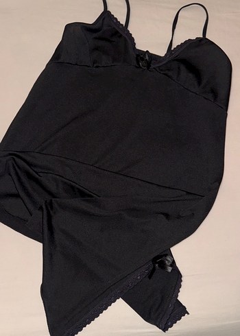 Siyah V Yaka Gecelik - Görsel 3