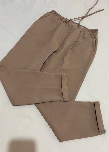 s Beden ten rengi Renk Bej Kadın Beli lastikli Kumaş Pantolon