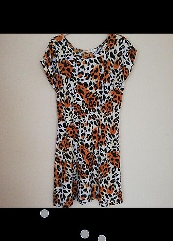 Pepper Mint Leopar Desenli Elbise