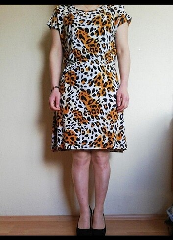 Leopar Desenli Elbise