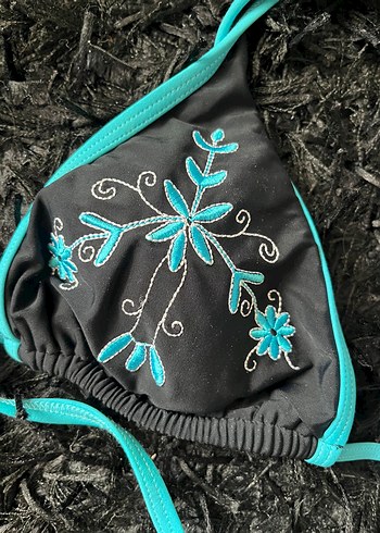 Nakışlı Turkuaz Bikini Üstü - Görsel 2