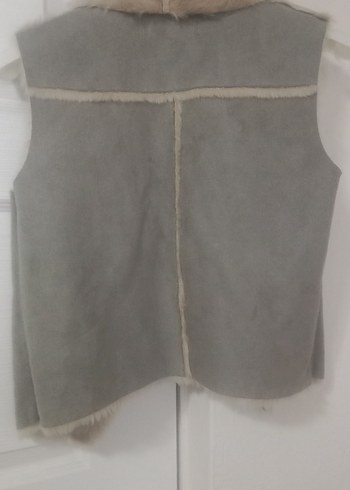 Gri Süet Kürklü V Yaka kız çocuk Yelek - Görsel 6