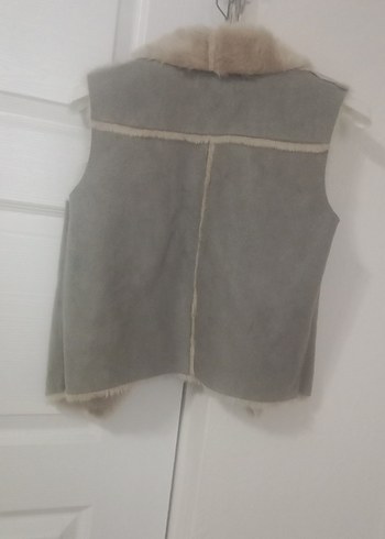 Gri Süet Kürklü V Yaka kız çocuk Yelek - Görsel 7