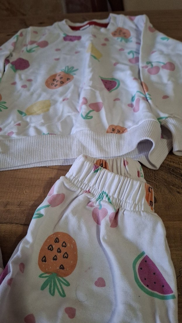 Beyaz, Uzun Kollu, Örme Bebek Kız Takımı - Görsel 2