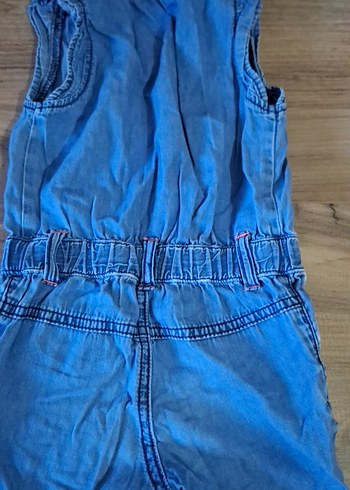 Kız Çocuk Düğmeli Denim Tulum - Görsel 6