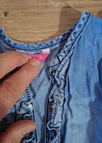 Kız Çocuk Düğmeli Denim Tulum - Görsel 4