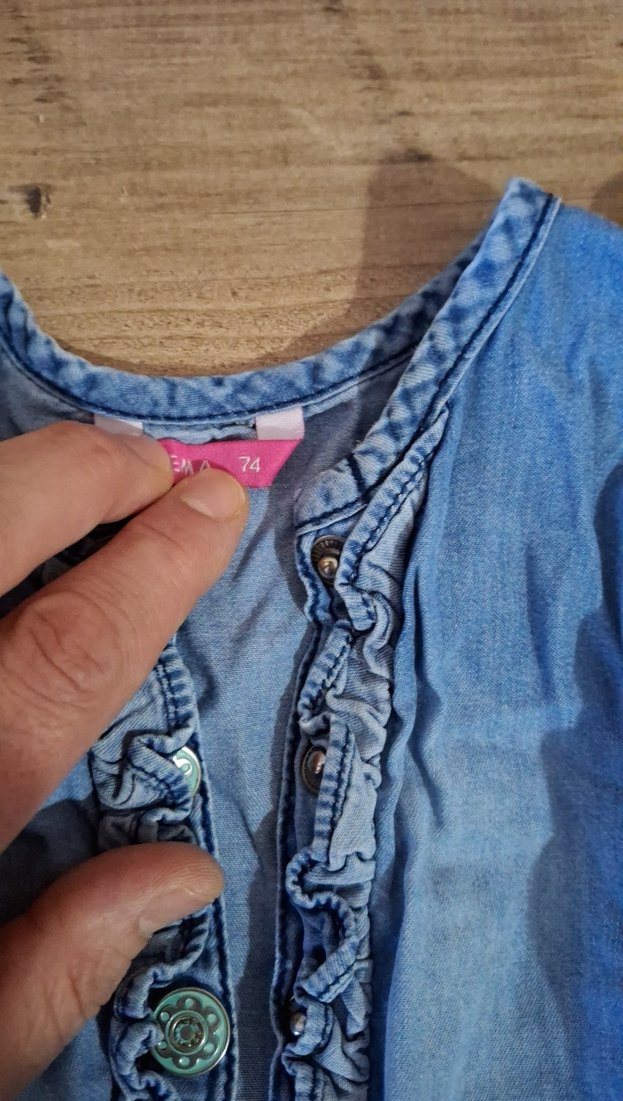 Kız Çocuk Düğmeli Denim Tulum - Görsel 4