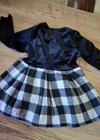 Kız Çocuk Siyah Ekose Uzun Kollu Elbise - Görsel 6