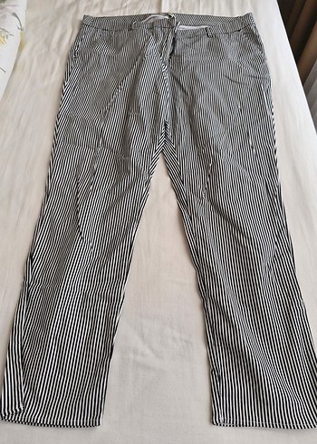 Gri Çizgili Kadın Pantolon