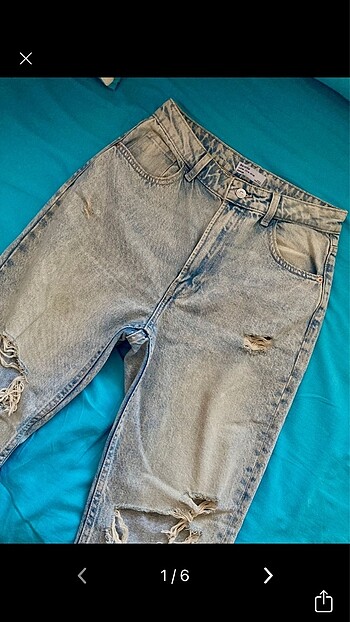 bershka yırtıklı momjean