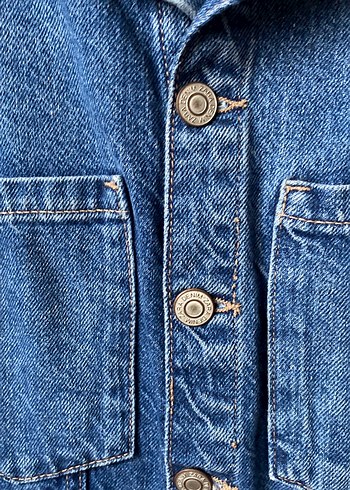 Düğmeli Mavi Kadın Denim Elbise - Görsel 4