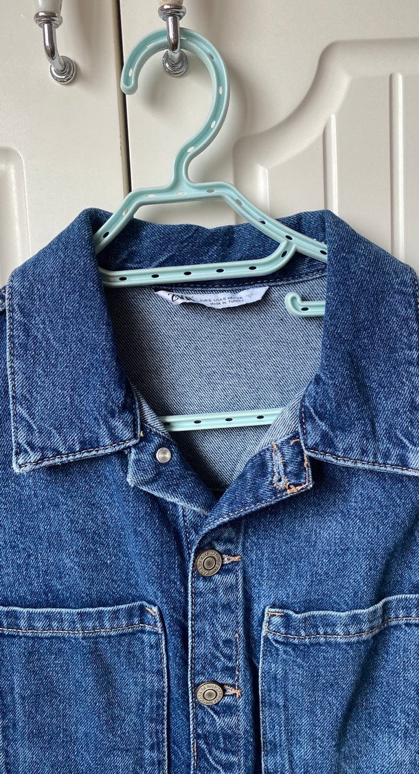 Düğmeli Mavi Kadın Denim Elbise - Görsel 2