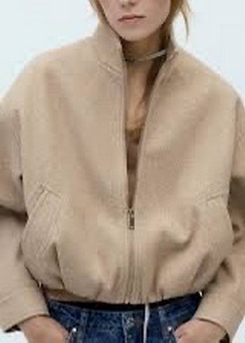 Bej Mini Fermuarlı Kadın Ceket - Görsel 2